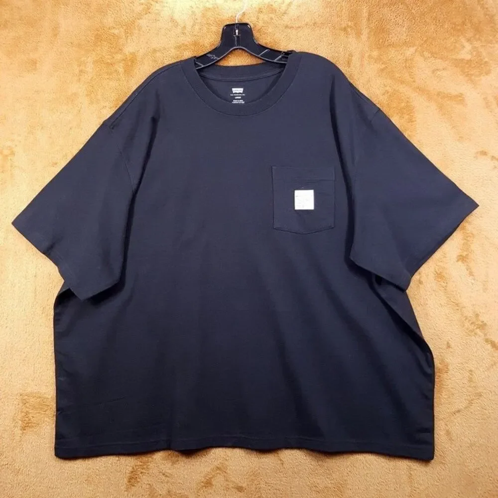 LEVI'S Shirt Mens XXL Black Pullover Crew Pocket Logo Short Sleeve T-Shirt Tee